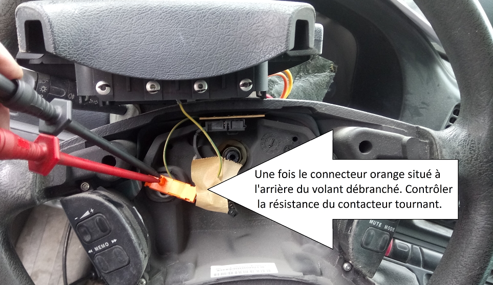 MECANO Témoin airbag allumé, défaut airbag conducteur (modèle avant 2002, sans COM2000).
